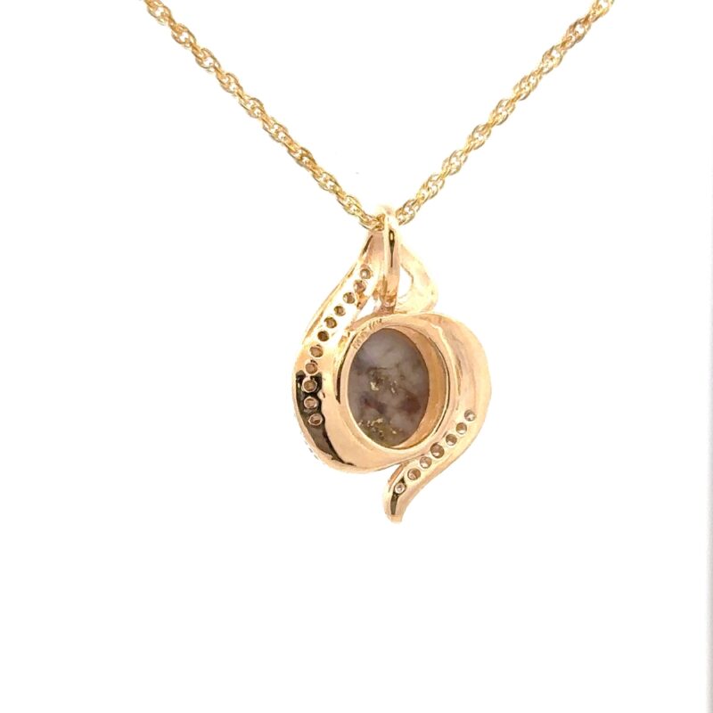 Gold Quartz Oval Pendant With Diamonds PN1126DQ - Image 3