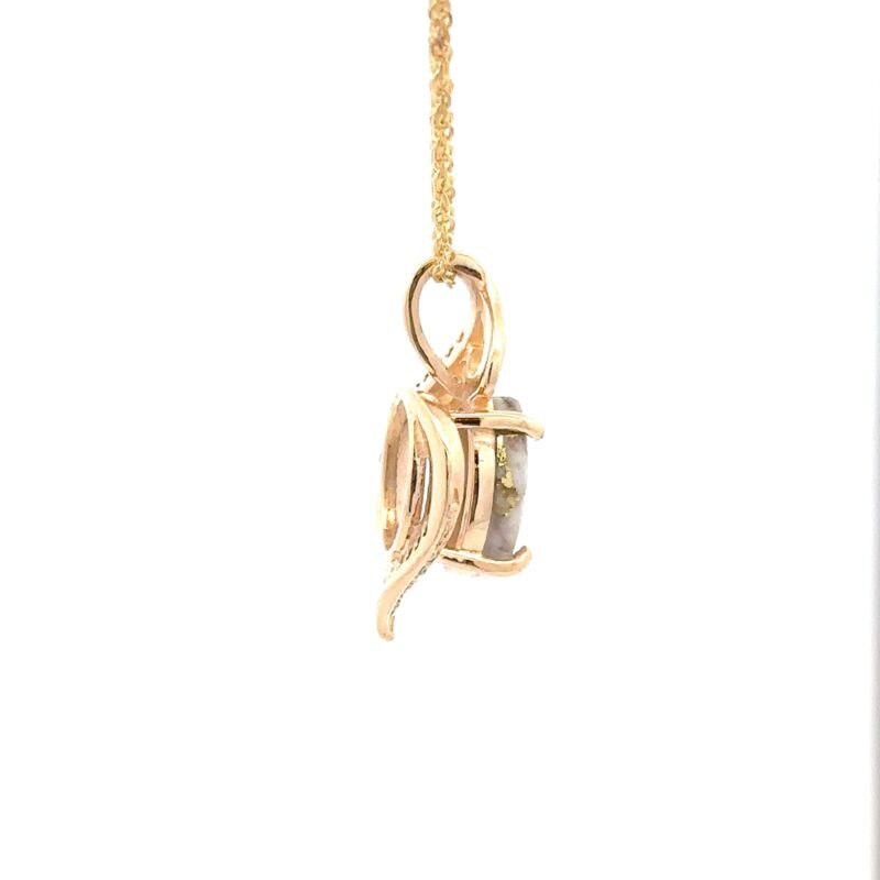 Gold Quartz Oval Pendant With Diamonds PN1126DQ - Image 2