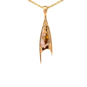 Forked Teardrop Gold Quartz Pendant PN3700QX