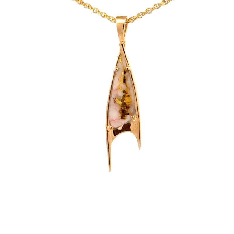 Forked Teardrop Gold Quartz Pendant PN3700QX