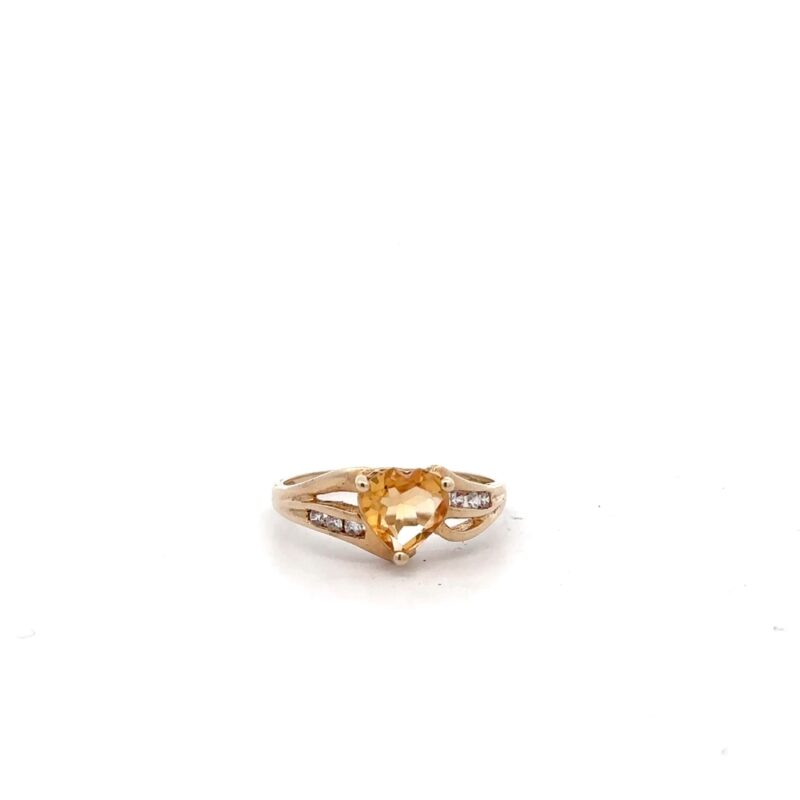 Estate Citrine Heart & White Sapphire Ring