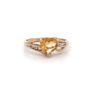 Estate Citrine Heart & White Sapphire Ring