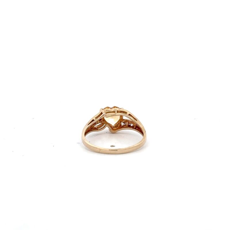 Estate Citrine Heart & White Sapphire Ring - Image 3