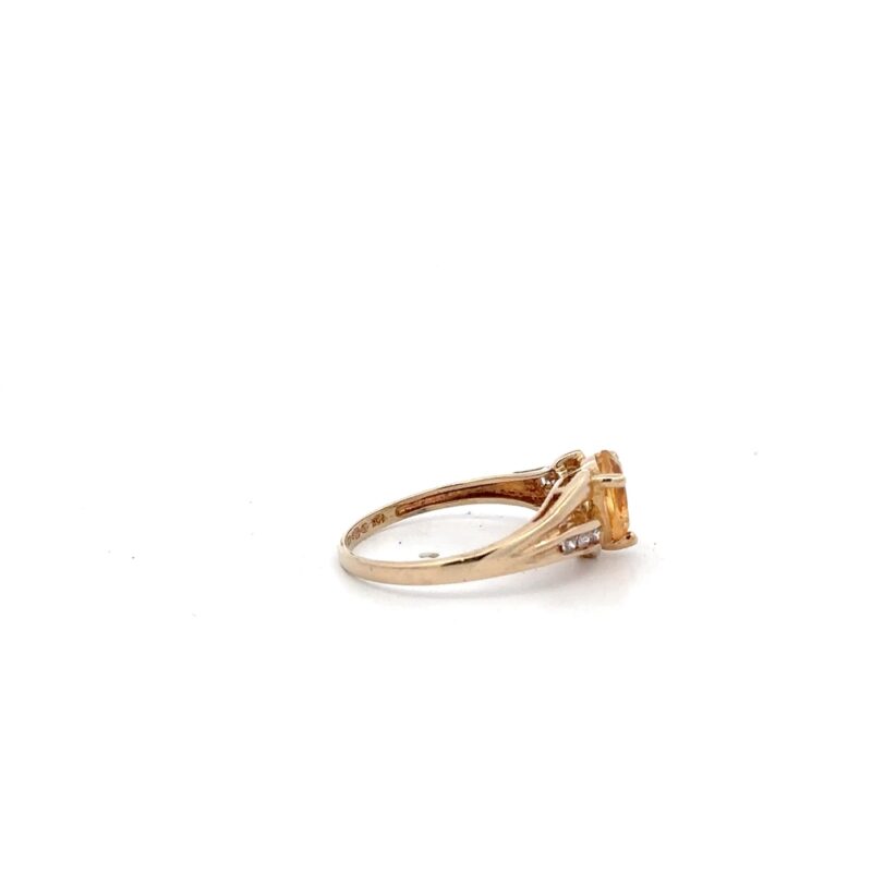 Estate Citrine Heart & White Sapphire Ring - Image 2