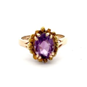 Estate Amethyst & Natural Gold Nugget Ring