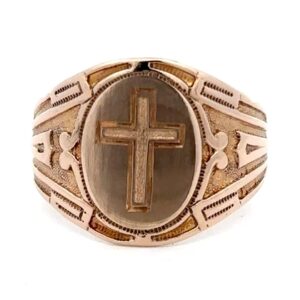 Estate Cross Gold Ring