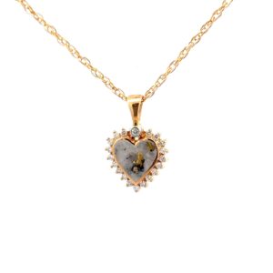 Diamond & Gold Quartz Heart Pendant FF312G2
