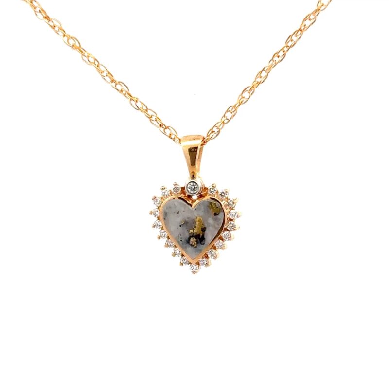 Diamond & Gold Quartz Heart Pendant FF312G2