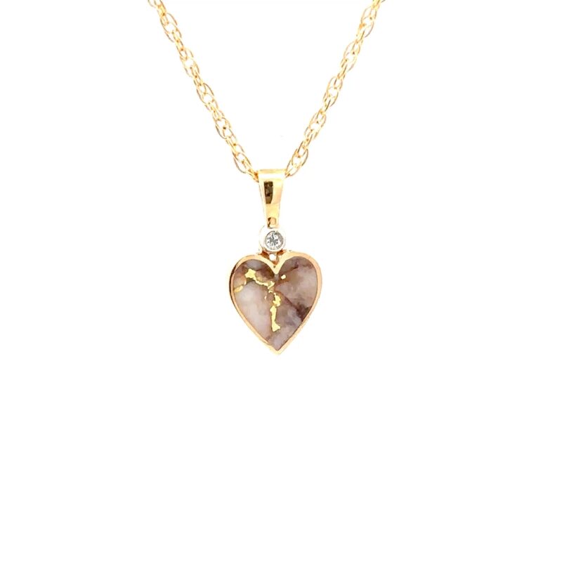 Gold Quartz Heart Pendant FF217G2
