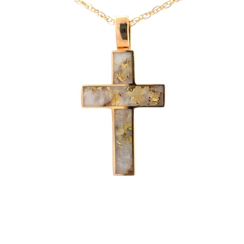 Gold Quartz Cross Pendant FF625G2