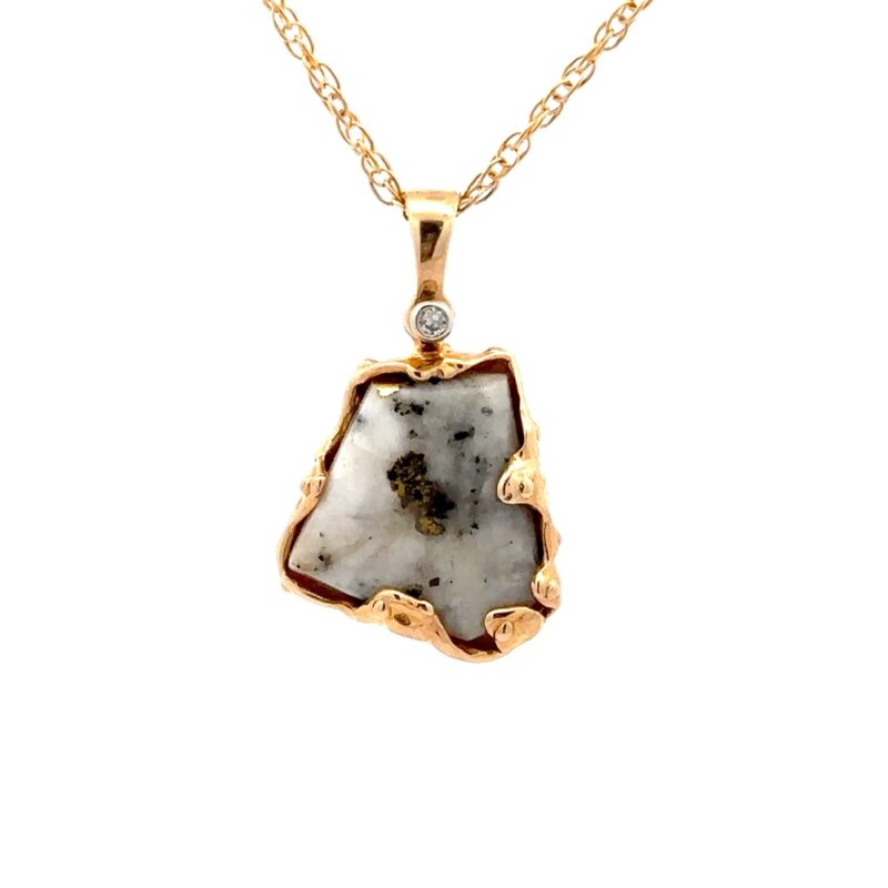 Free Form Gold Quartz Pendant FFGQ-12421