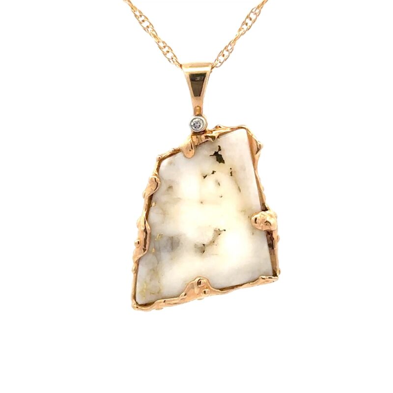 Free Form Gold Quartz Slab Pendant FFGQ-12030