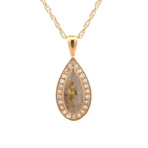 Diamond Halo Gold Quartz Pendant 642G2-2/3