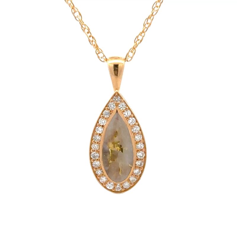 Diamond Halo Gold Quartz Pendant 642G2-2/3