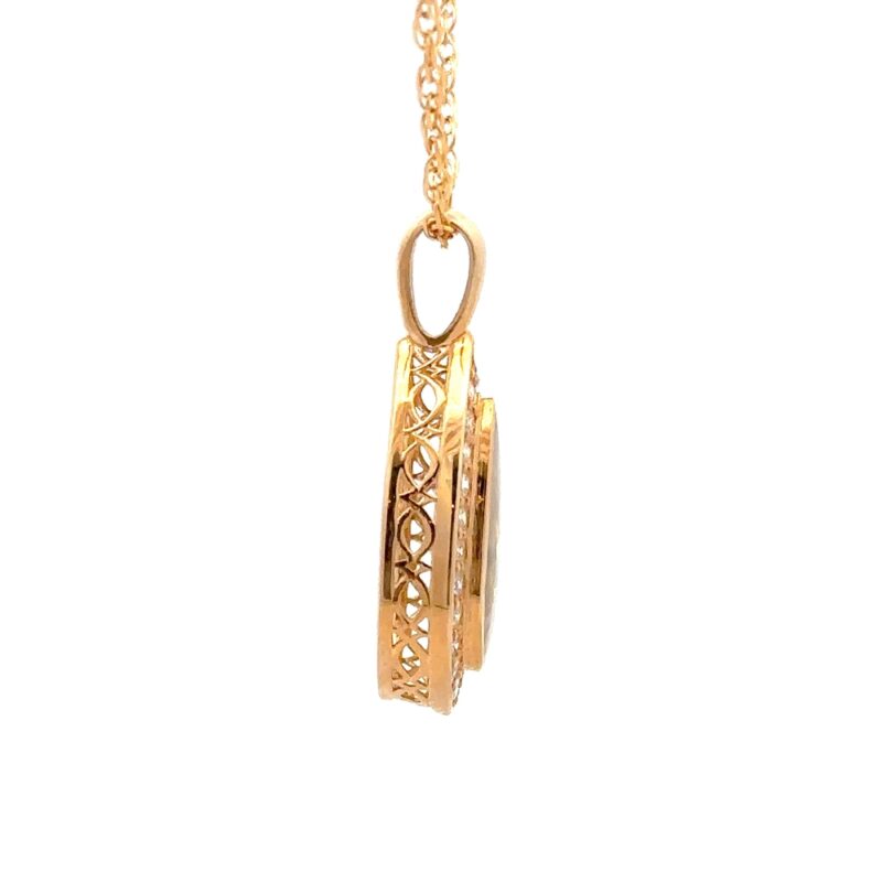 Diamond Halo Gold Quartz Pendant 642G2-2/3 - Image 2