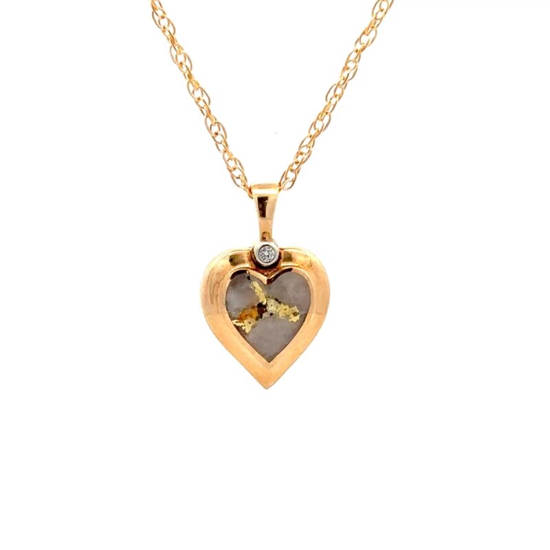 Gold Quartz Heart Pendant FF216G2