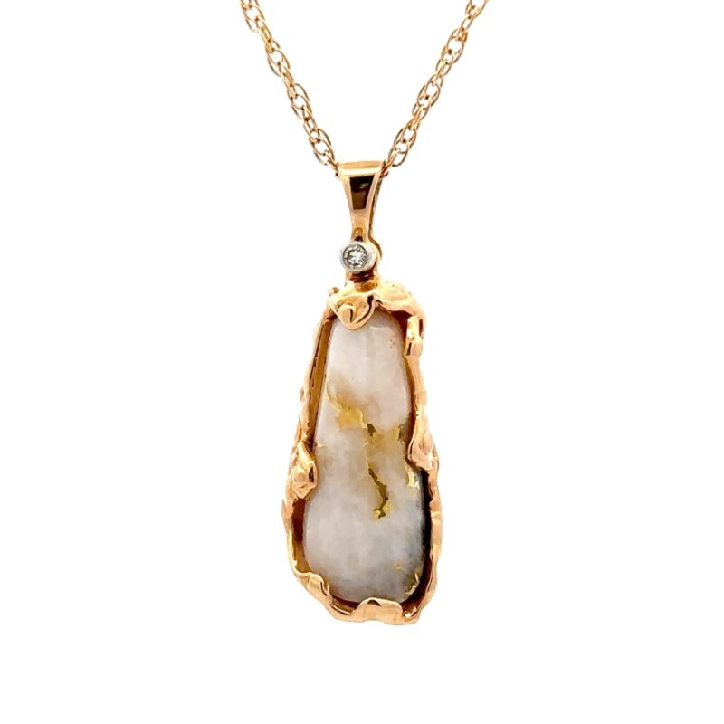 Free Form Gold Quartz Pendant FFGQ216941