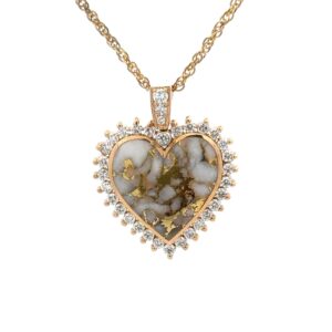 Gold Quartz & Diamond Heart Pendant FF24G1