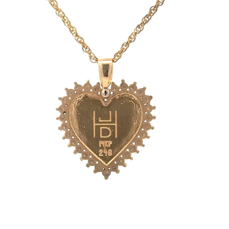 Gold Quartz & Diamond Heart Pendant FF24G1 - Image 3