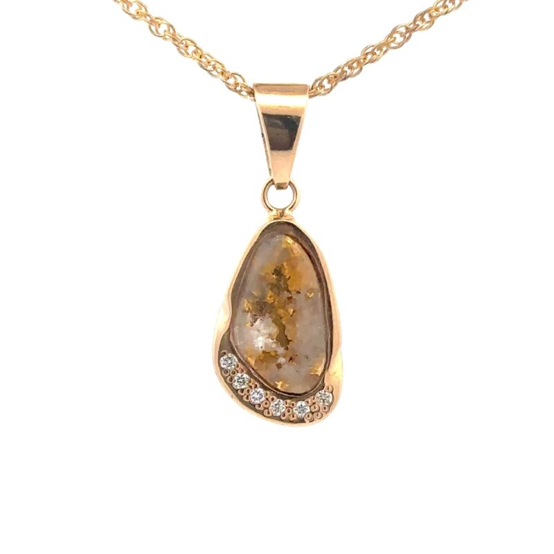 Diamond & Gold Quartz Pendant