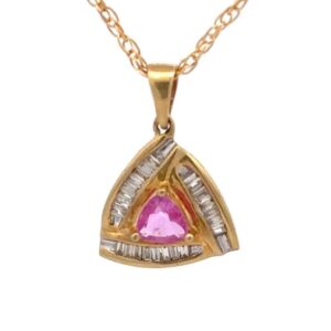 Estate Pink Sapphire & Diamond Pendant