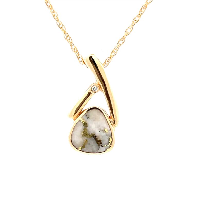 14K Gold Quartz & Gold Nugget Reversible Pendant P2562-GQ
