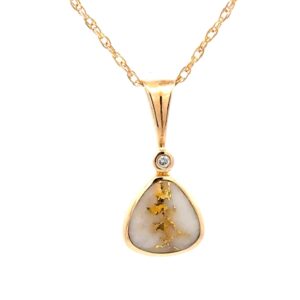 14K Gold Quartz & Gold Nugget Reversible Pendant P1952-GQ