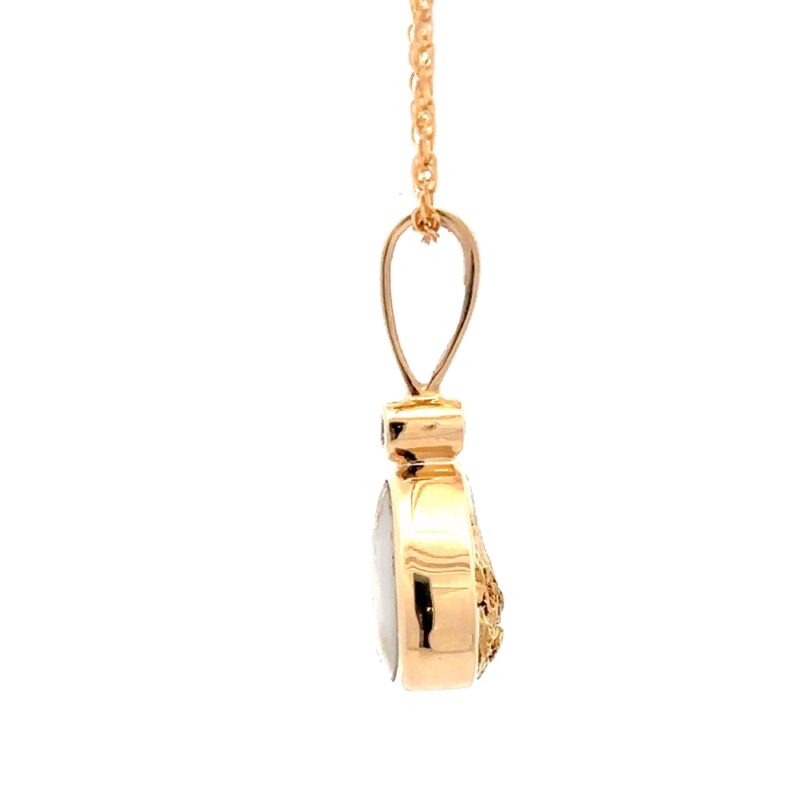 14K Gold Quartz & Gold Nugget Reversible Pendant P1952-GQ - Image 4
