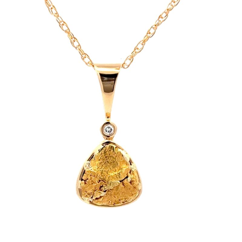 14K Gold Quartz & Gold Nugget Reversible Pendant P1952-GQ - Image 3