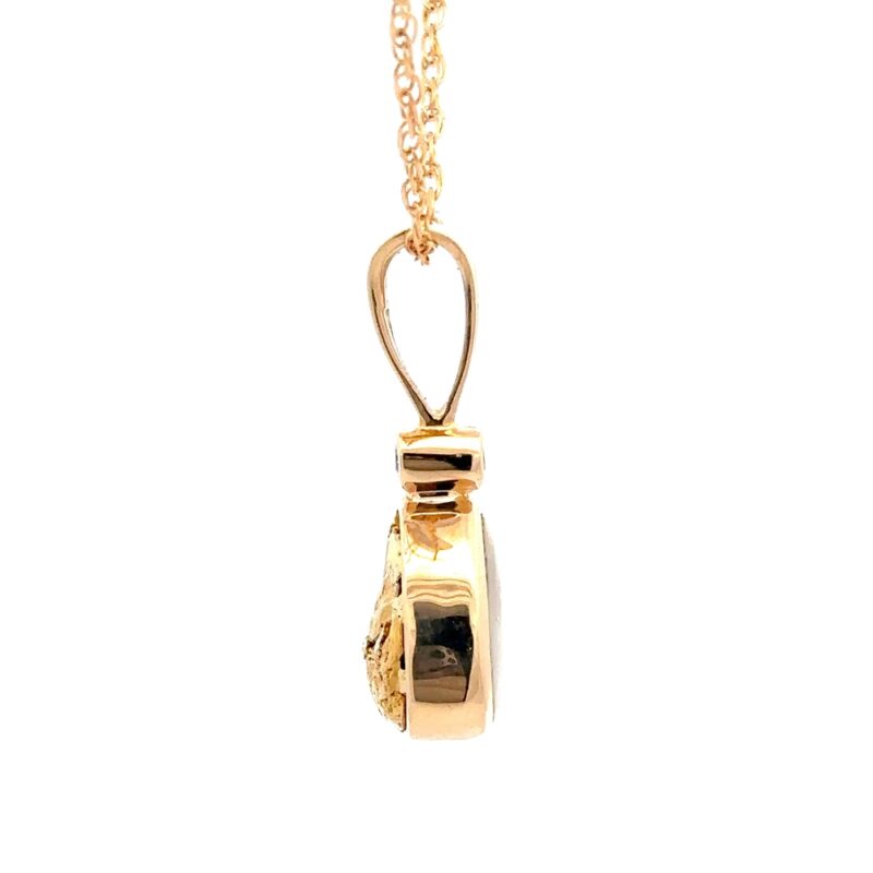 14K Gold Quartz & Gold Nugget Reversible Pendant P1952-GQ - Image 2