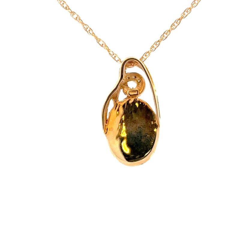 Gold Quartz & Diamonds Oval Pendant P2602-GQ - Image 3
