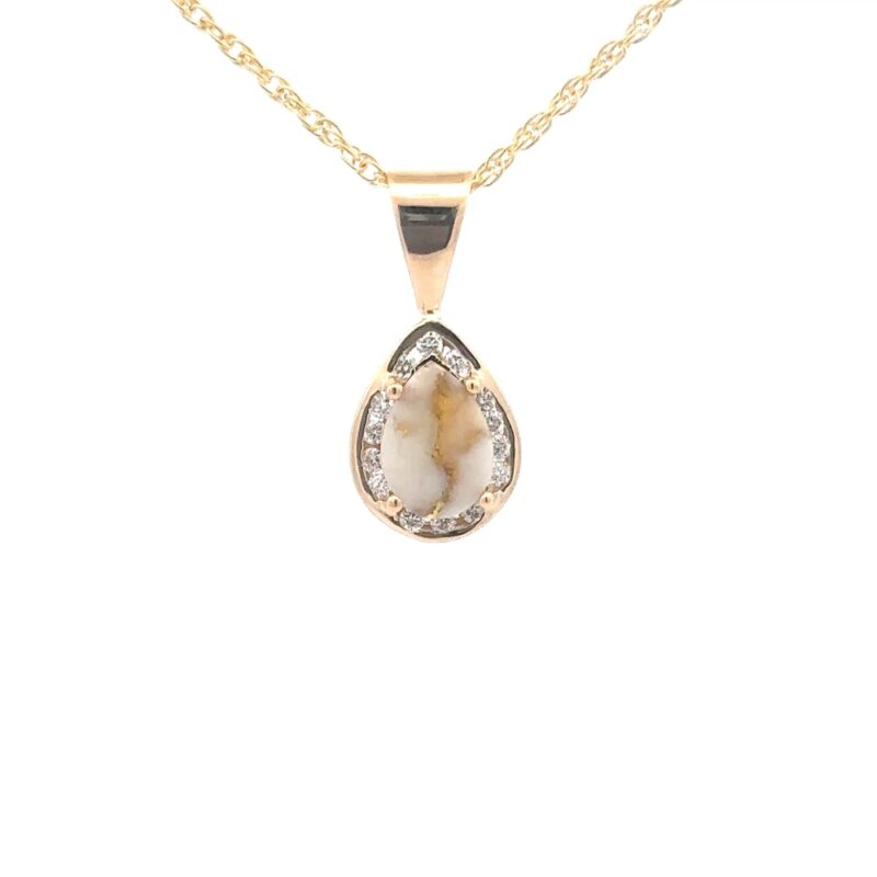 Diamond & Gold Quartz Oval Pendant PN630DQ