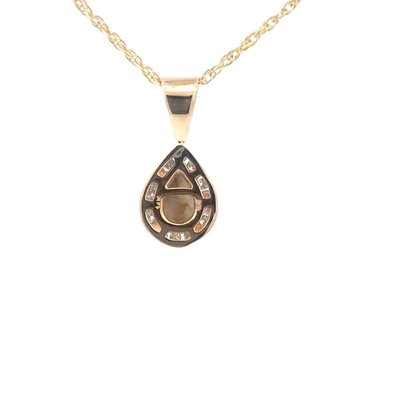Diamond & Gold Quartz Oval Pendant PN630DQ - Image 3