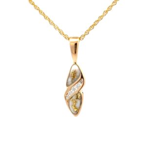 Gold Quartz& Diamond Pendant PRL612D10QX