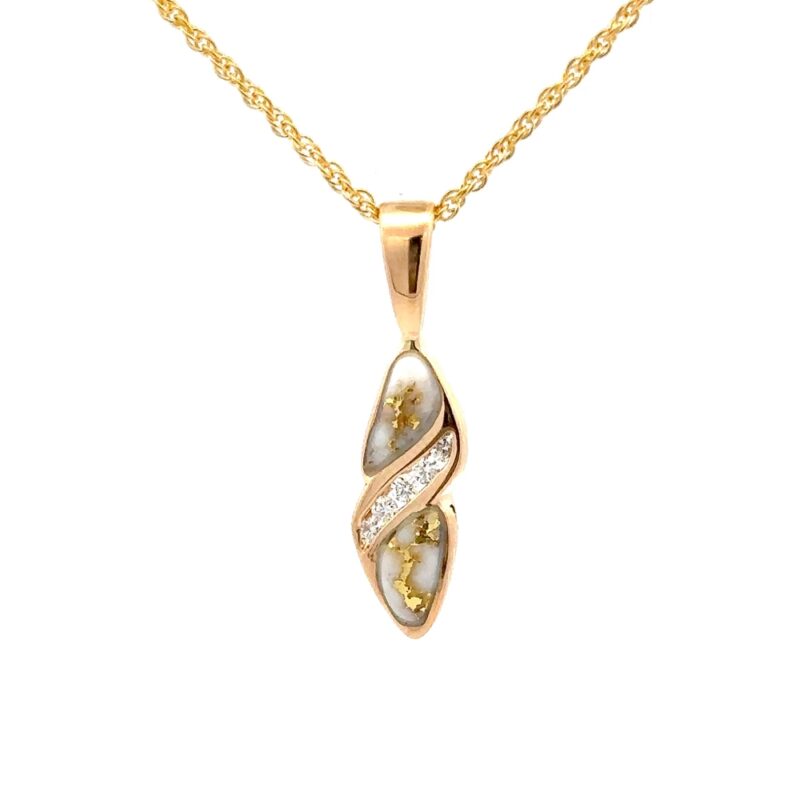 Gold Quartz& Diamond Pendant PRL612D10QX