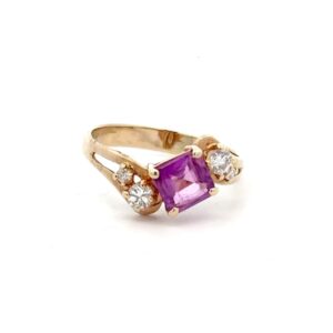 Estate Ladies Synthetic Pink Sapphire Ring
