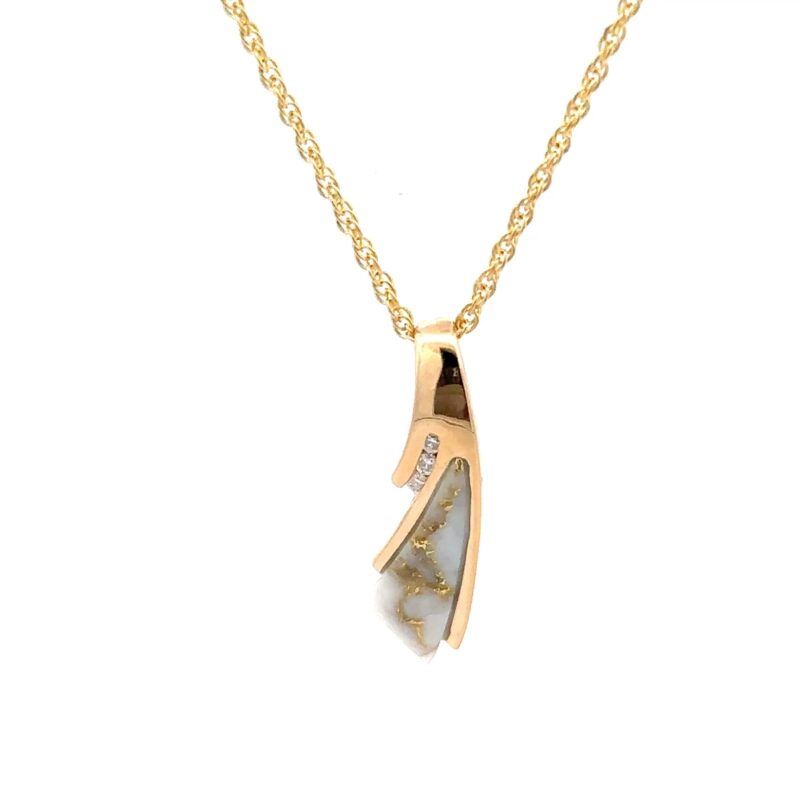 Gold Quartz Pendant PDL129D045QX