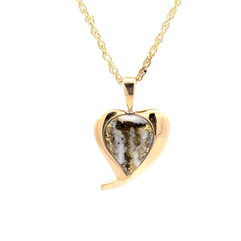 Gold Quartz Heart Pendant PN436QX