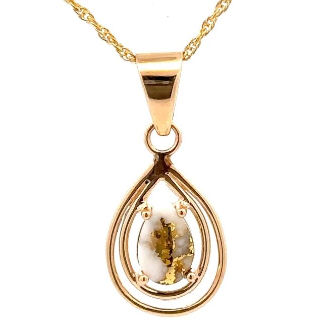 Gold Quartz Pear Shaped Pendant PN1076XSQ