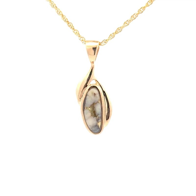 Gold Quartz Marquise Style Oval Pendant PN786QX