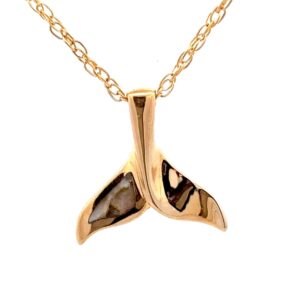 Inlaid Gold Quartz Whale Tail Pendant FF197G2