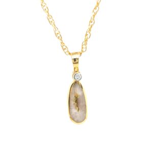 Gold Quartz & Diamond Oval Pendant FF085G2