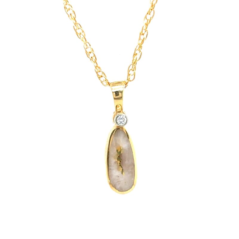 Gold Quartz & Diamond Oval Pendant FF085G2