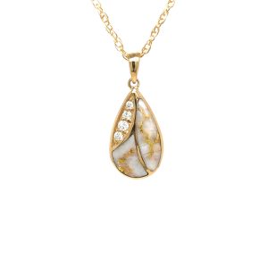 Gold Quartz & Diamond Pendant P3328-GQ