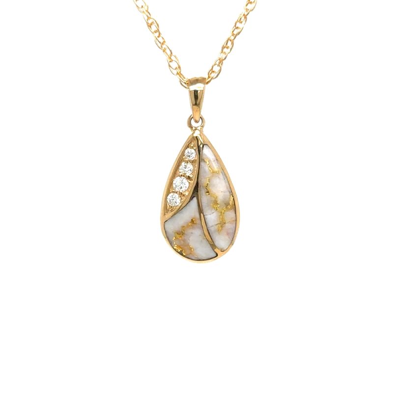 Gold Quartz & Diamond Pendant P3328-GQ