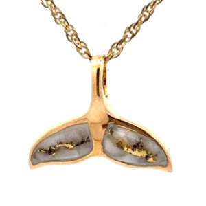 Inlaid Gold Quartz Whale Tail PWT45Q