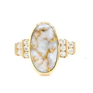 Ladies Gold Quartz & Diamonds Ring R1090-GQ