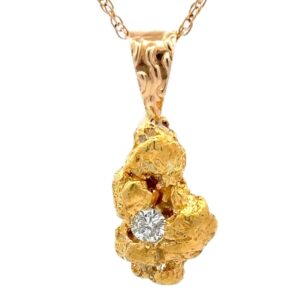 Gold Nugget With Diamond Pendant 078037