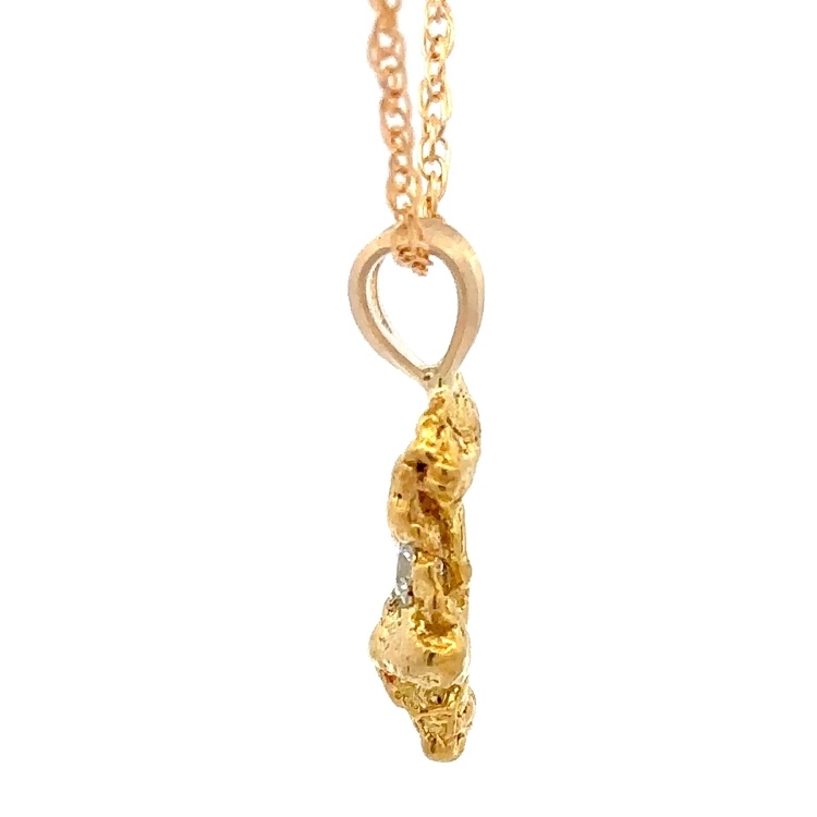 Gold Nugget With Diamond Pendant 078039 - Image 2