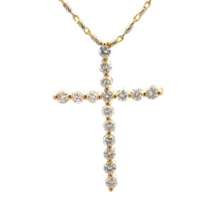 14K Yellow Gold Diamond Cross Pendant 078064